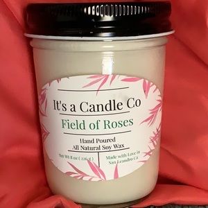 9oz single wick, candle in jar….Field of Roses scented.